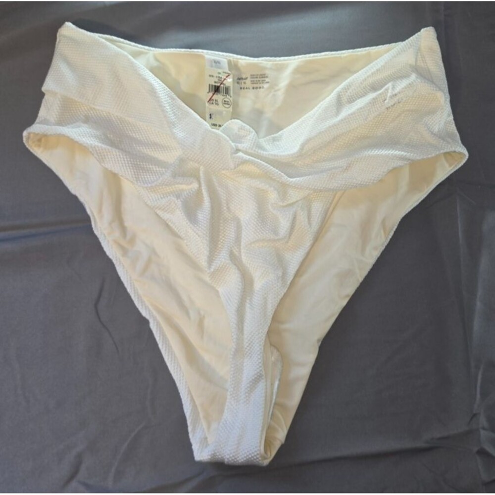 Aerie White High Cut Cheeky Swim Bathing Suit Bottom Size XL New With Tags